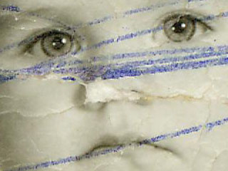 Original Damaged Picture Before Restoration at 100% Pixel View